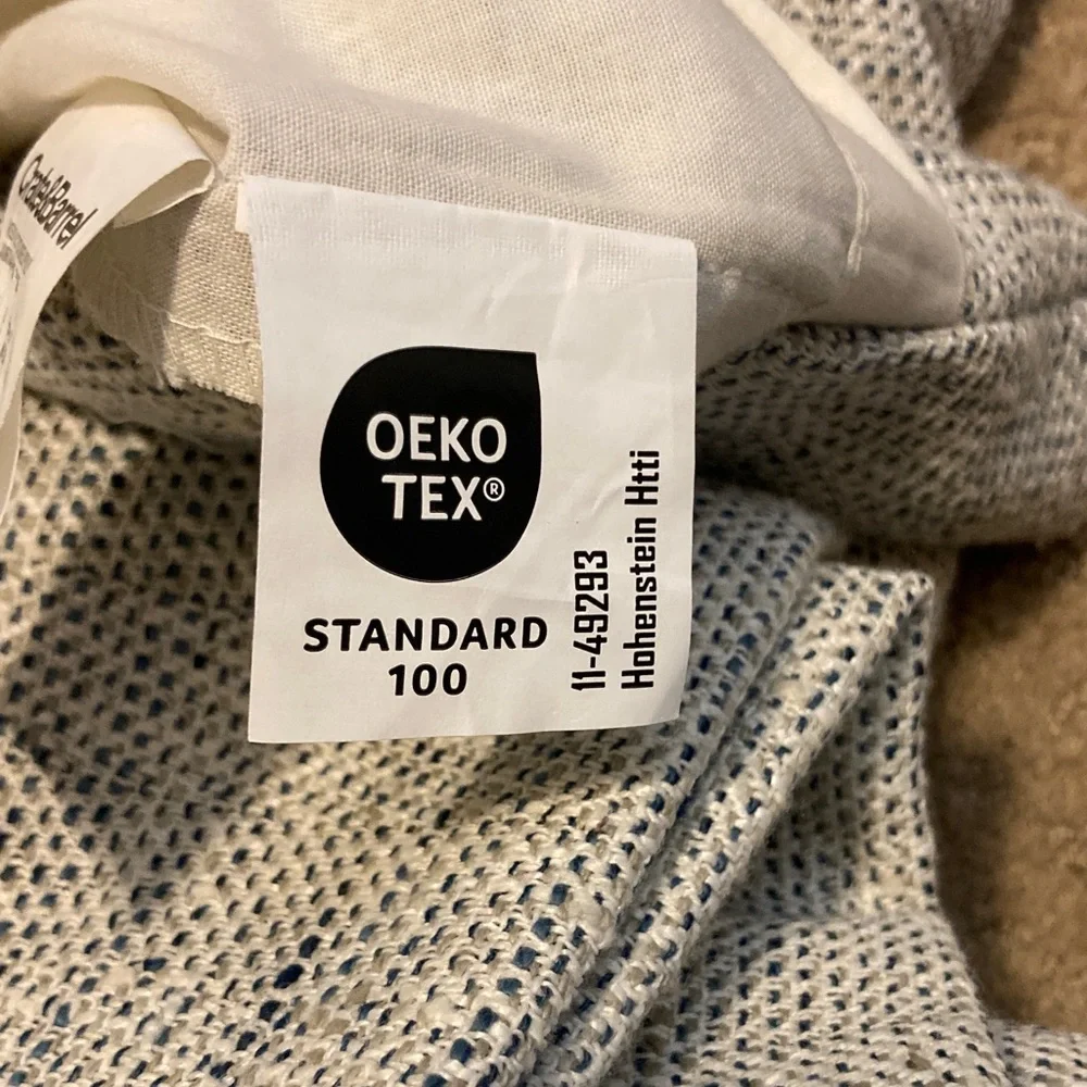 Crate&Barrel Reid Blue and White Textured Curtain